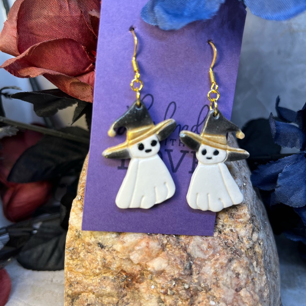 Ghost Earrings with Gold Accents